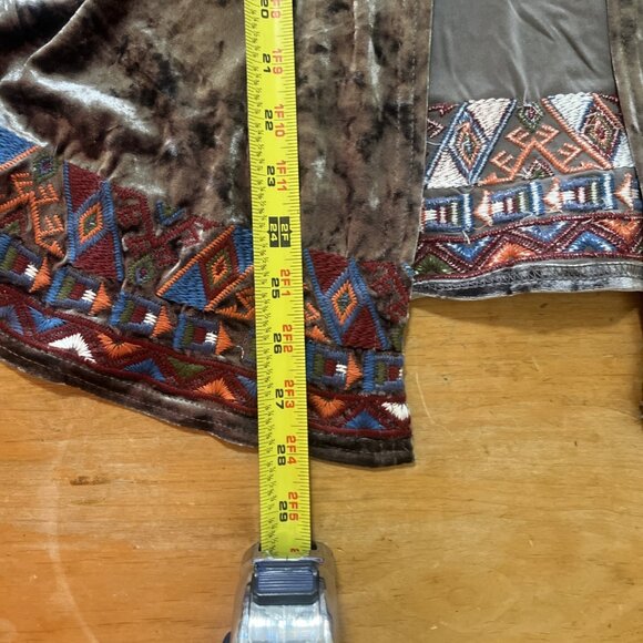 Andree By Unit Gray Crushed Velvet Embroidered Kimono Cardigan Sz S Hood Tie NEW - Picture 10 of 10